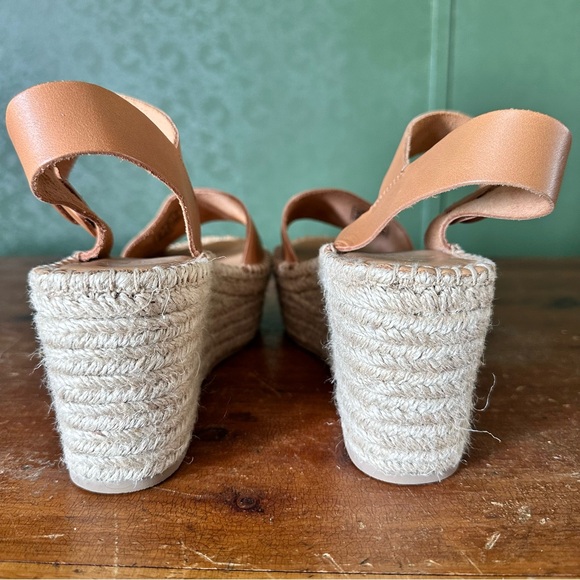 Soludos Sandals Minorca Platform Leather Espadrille Wedge Nude Tan Buckle Sz 8 - Picture 11 of 15